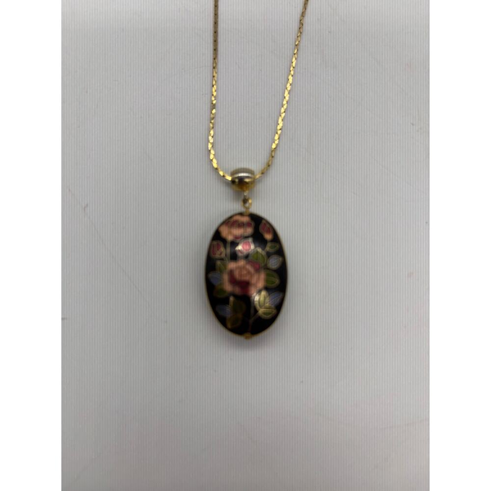 Cloissone rose floral necklace feminine whimsigoth grandma core